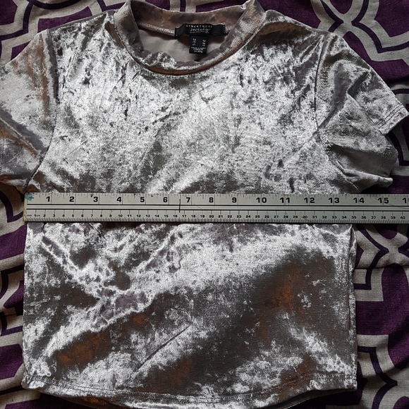 🍭Silver Crushed Velvet Crop Top - Picture 4 of 8